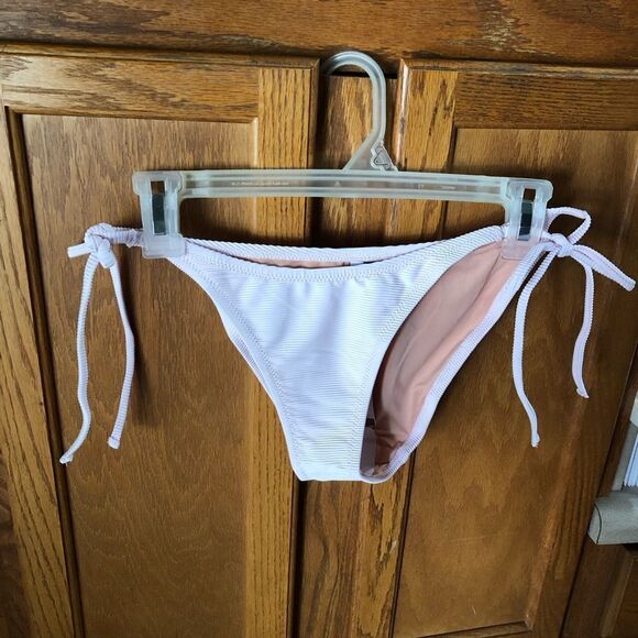 NWT J Crew Ribbed Curved Waist Cheeky String Bikini Bottom Pink - M - Picture 4 of 9